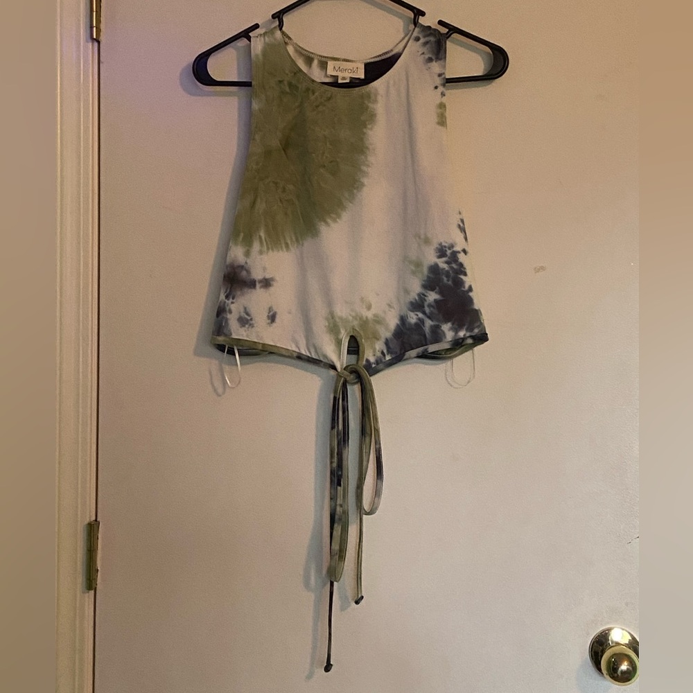 Meraki Tie-Dye Cropped Tank with Waist-Tie
